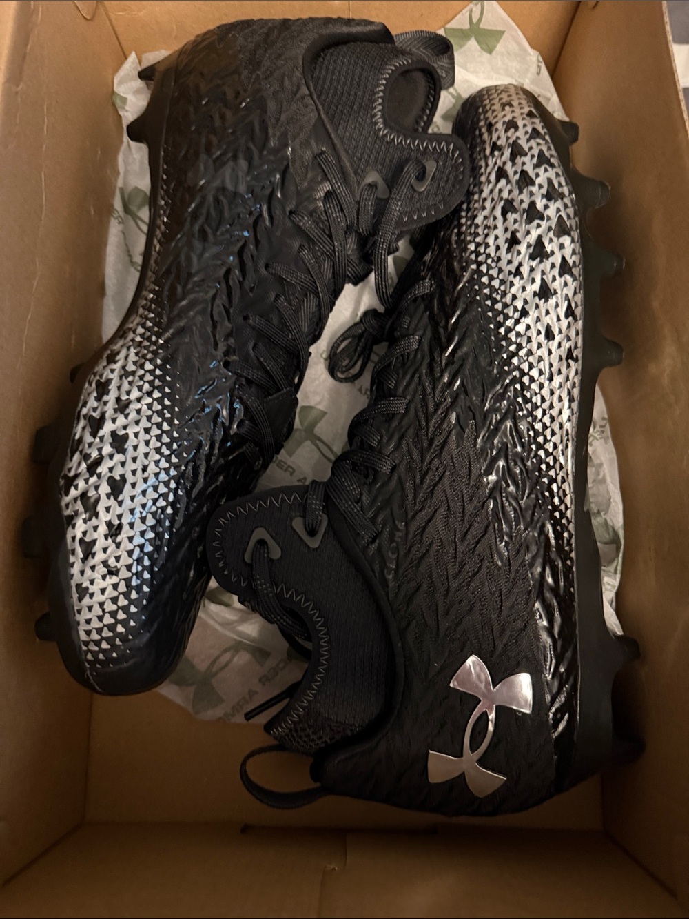 Under Armour Black and White Gradient Football Cleats